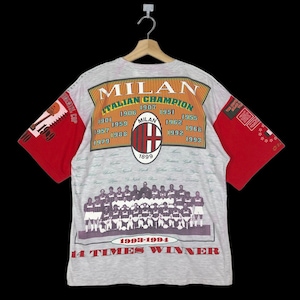 Super Rare Vintage 1993 AC Milan Football Champions History Club Legends Memorable Tee