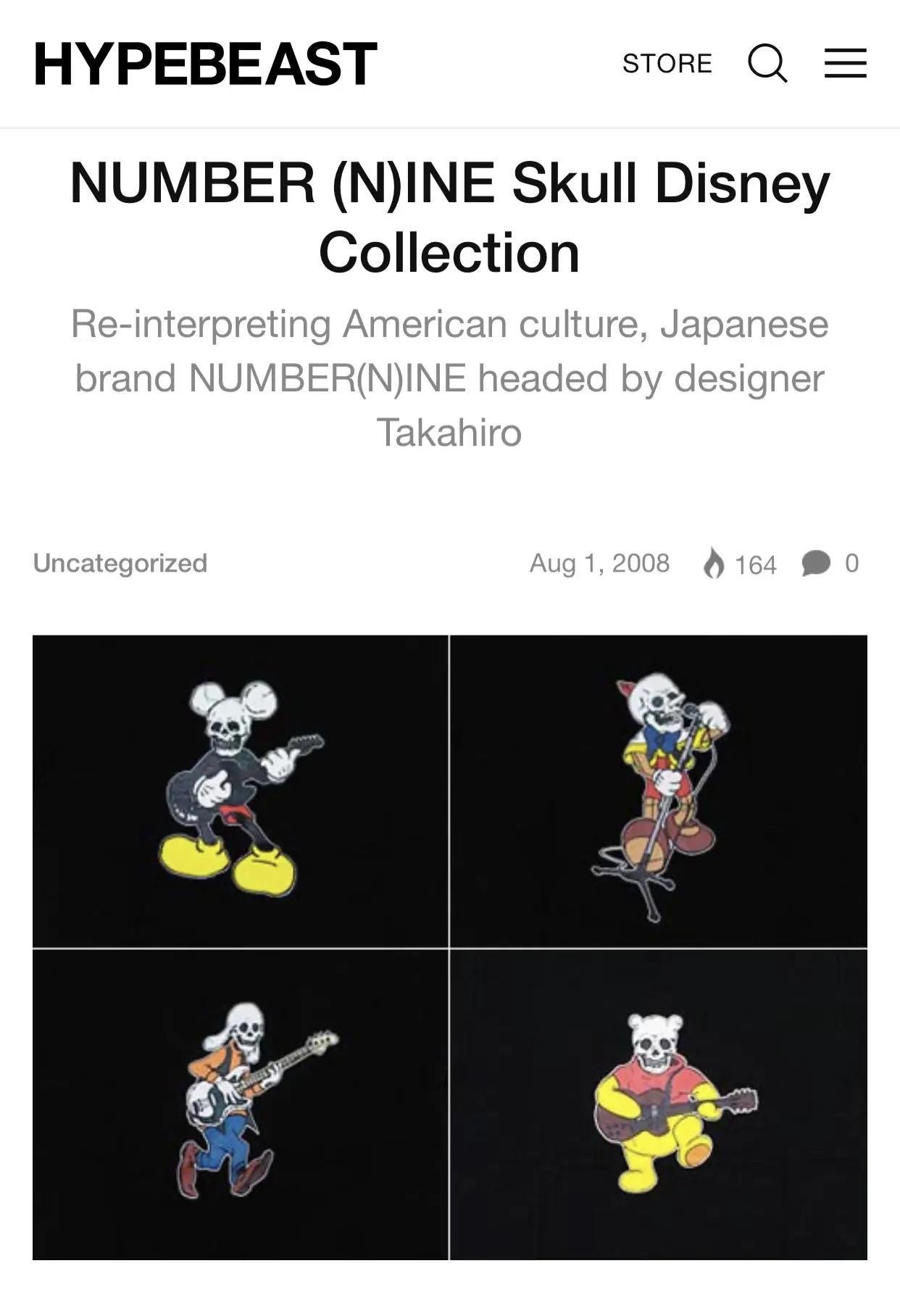 レアなS/S 08 ナンバーナイン スカル ディズニーコレクションTシャツ 