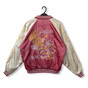 Vintage Giappone Yokosuka Maniche Hit Ricami Giacca Sukajan