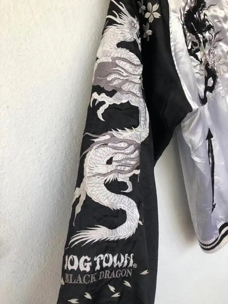 Rare Vintage Dogtown Black Dragon Sukajan Embroidery Satin Rare Vintage Dogtown Black Dragon Sukajan Embroidery Satin