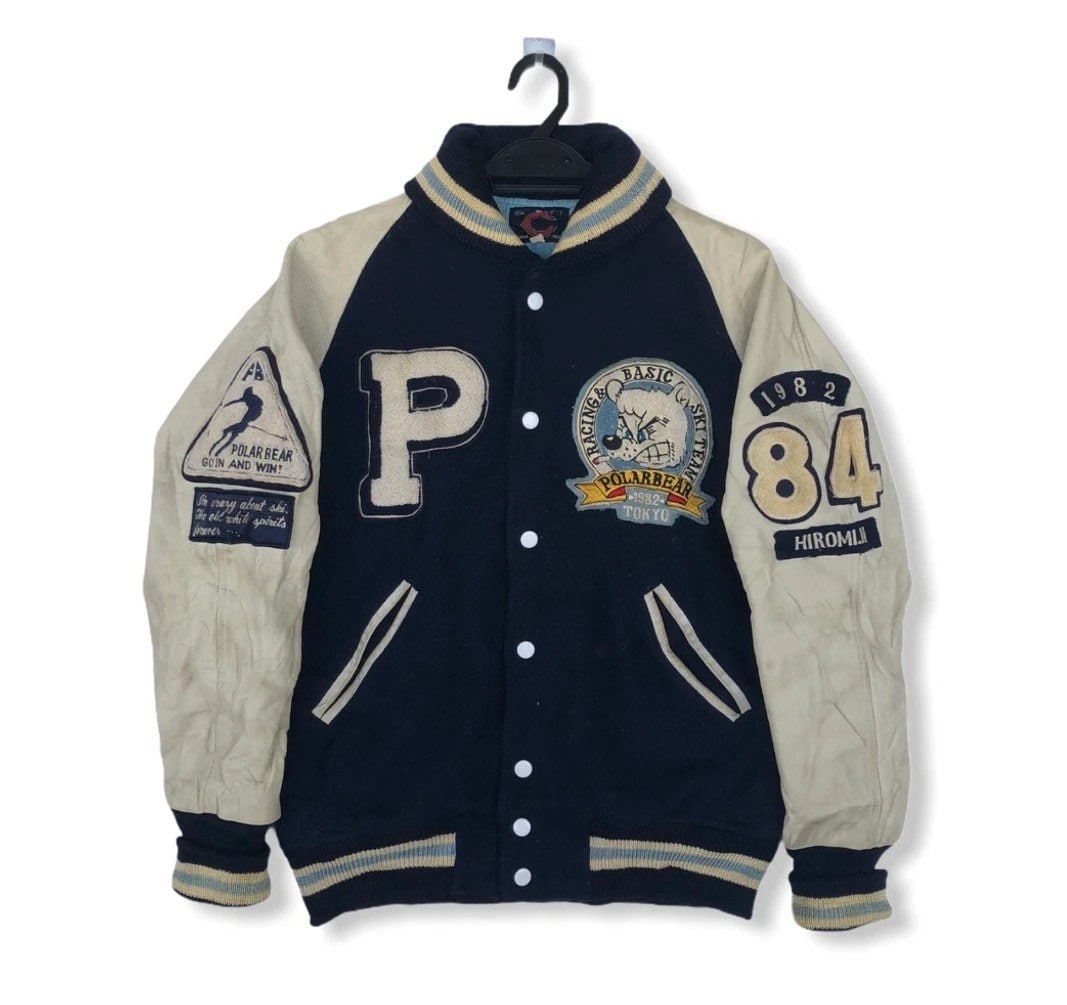 Rare Vintage 80s Polar Bear Racing Ski Team Wool leather Varsity Jacket Etsy UK