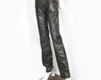 Fendi monogram brown leather pants - C. 2002