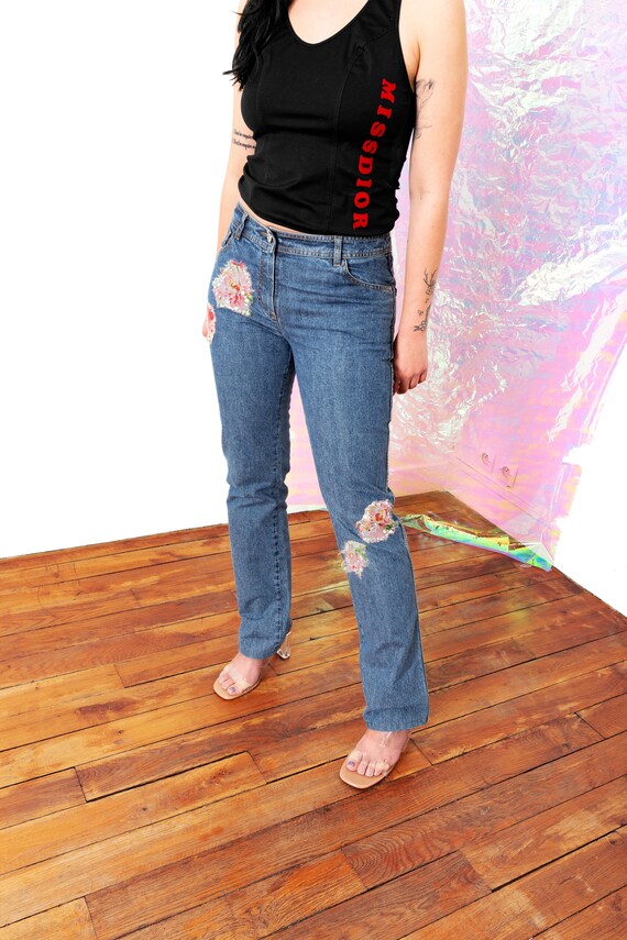 Dior by Galliano flower-patched jeans
