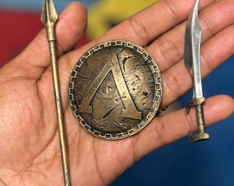 1x 1:12 scale Spartan sword, shield, spear ***FIGURE NOT INCLUDED***