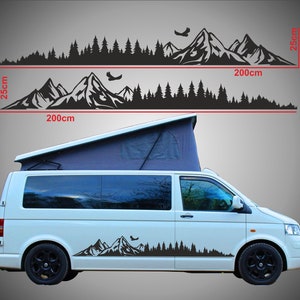 Aufkleberset für Wohnmobil  Bäume und Berge Aufkleber Seitenaufkleber Set VW T5 T6 Aufkleber Landschaft Camper Decoration mountain sticker