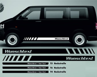 Seitenstreifen Aufkleber Set WUNSCHTEXT Passend pour VW T6.1 T6 T5 T4, Seitenschweller Aufkleber Set Passend pour VW T6.1 T6 T5 T4 Transporter