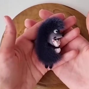 Hedgehog brooch stuffed fur animals pin