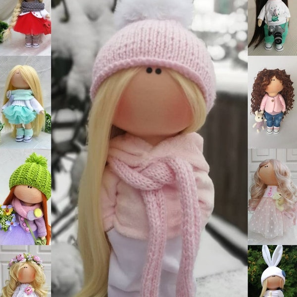 Poupée Snow Girl-Tilda Doll -Handmade Art Doll - Cadeaux pour filles-Poupée de chambre de bébé textile - Poupée de décoration d’intérieur - Poupée de chiffon - Poupée Portrait Tilda