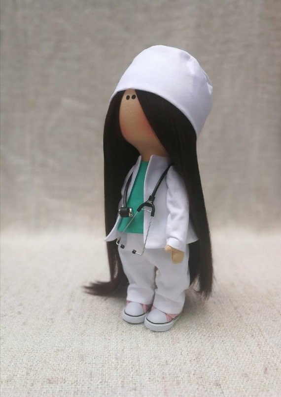 Cute Doctor Doll-Tilda Doll-Handmade Art Doll-Rag Doll-Textile Nursery  Doll-Interior Decor Doll-Unique Gift-Exclusive Portrait Doll