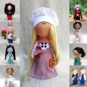 Chef Doll-Tilda Doll-Handmade Art Doll-Rag Doll-Textile Nursery Doll-Interior Decor Doll-Gift-Exclusive Portrait Doll