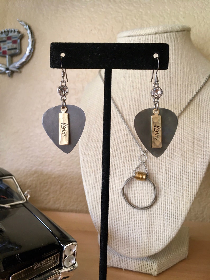 GuitarLove Stainless Steel Guitar Pick earrings