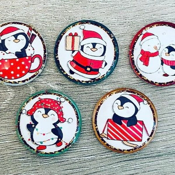 Penguin Magnets, Christmas Refrigerator Magnets, Holiday Fridge Magnets, Stocking Stuffer for Mom, Christmas Gifts for Coworkers