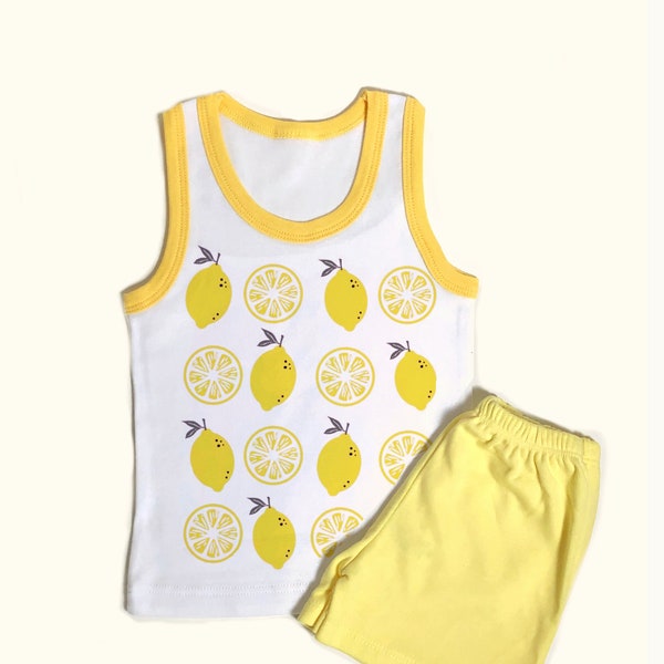 Lemons, Lemon T-shirt, Lemonade, Yellow, Yellow Shirt, Summer Toddler Clothes, Toddler Shorts, Shorts set