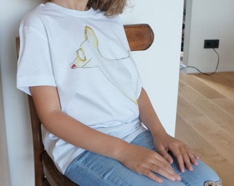 Happy Dog peinture T-shirt enfants | T-shirts originaux pour enfants imprimés à la main