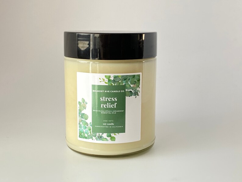 Stress Relief Soy Candle / Spearmint Eucalyptus Essential Oil Etsy