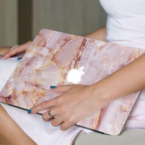 Pink Marble MacBook hard plastic shell case Modern Glam MacBook Case