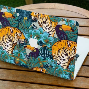 Tigers Toucan Macbook case Tropical Floral Macbook Pro 13 16 15 inch Air 13 2020 Macbook 12 for Girls Tropical Pattern Fashion Plants cover