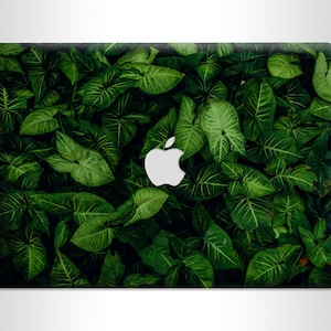 Green Leaves dark MacBook hard plastic shell case with a clear bottom part