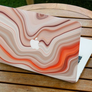 Beige and orange paint MacBook Air 11 13 Pro 13 15 M1 M2 chips hard plastic shell case Abstract art