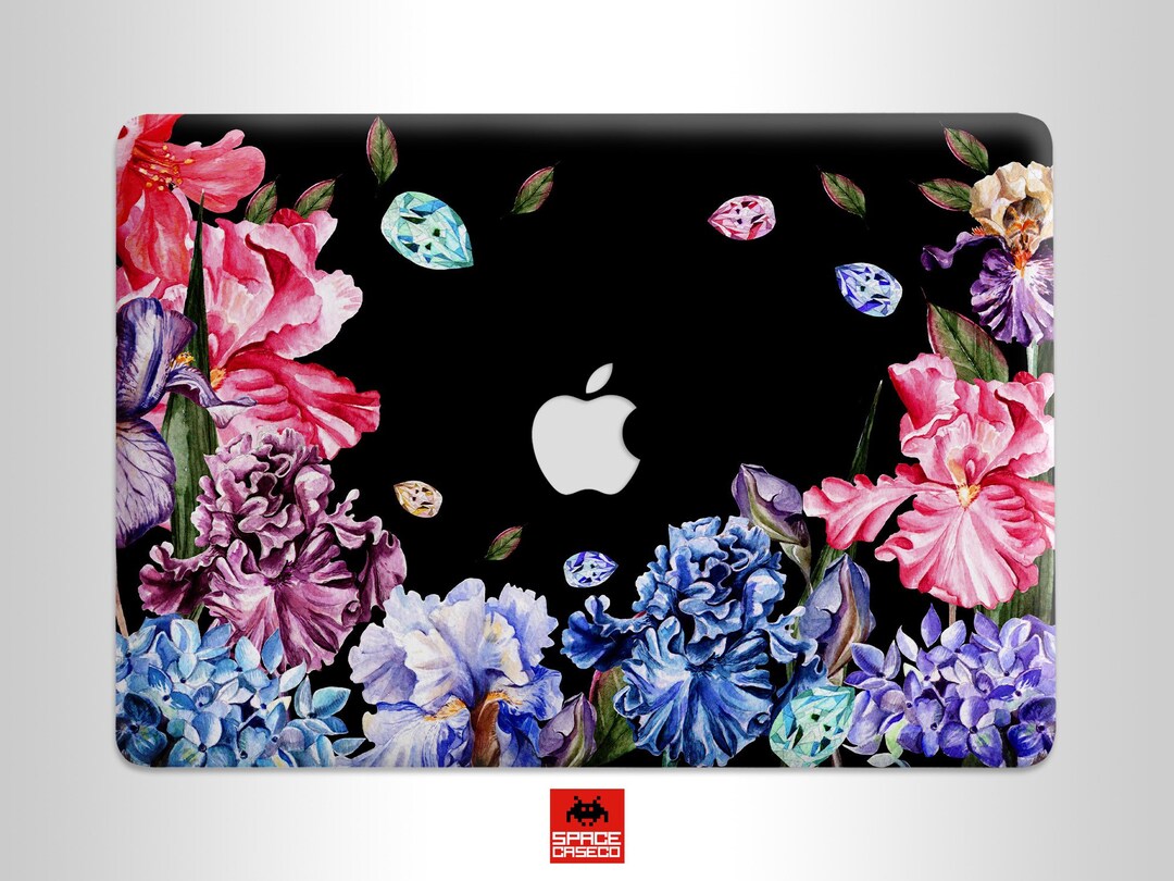 Wild Flowers and Diamonds MacBook Black Hard Plastic Shell Case With a ...