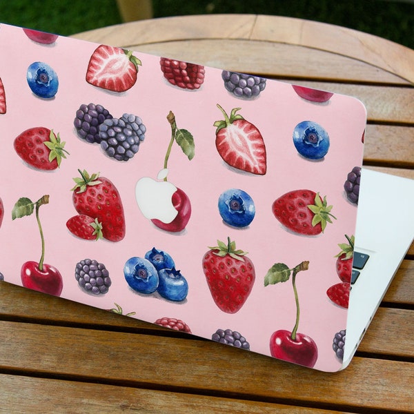 Berries pink Macbook case Strawberry Blueberry cherry MacBook case for Air 11, Air 13, Pro 13, Pro 15, Pro 16