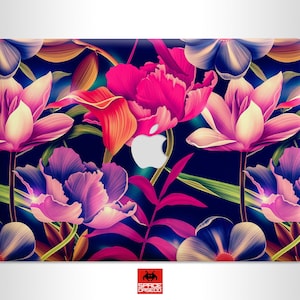 Tropical Flowers MacBook hard plastic shell case Dark MacBook cover