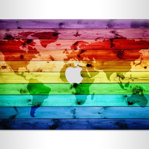 Funda rígida para MacBook con diseño de mapa del mundo arcoíris y protección LGBTQ para MacBook.
