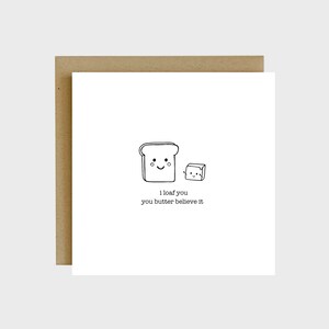 I Loaf You Pun Tarjeta de felicitación - Tarjetas divertidas para amigos, Tarjetas de cumpleaños Foodie, Tarjetas de felicitación lindas, Tarjetas de pun, Tarjetas para Foodies