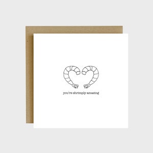 You're Shrimply Amazing Pun Greeting Card - Pun Cards voor vrienden, Funny Pun Jokes, Foodie Cards, Funny Cards Birthday, Card for Foodie