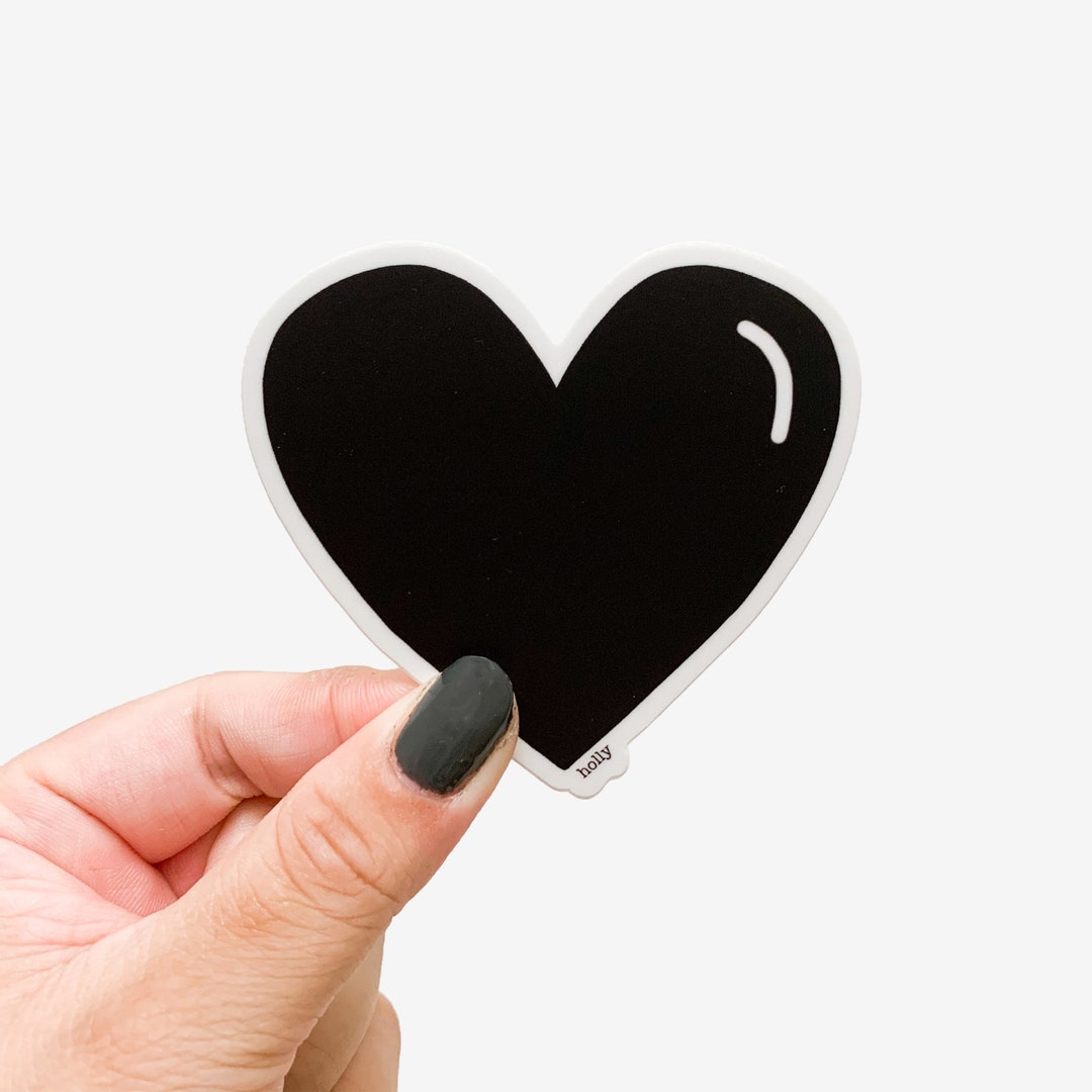 Matte Black Heart Sticker 3 Vinyl Sticker, Simple Stickers, Stickers