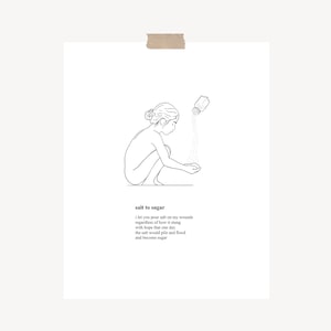 Salt to Sugar Original Poems - 8x10 Print, Art Prints Black and White, Minimalist Wall Art, Poetry Print, Poem Wall Art, Simple Wall Decor