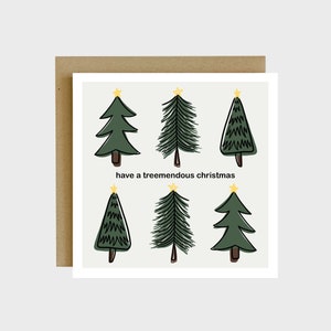 Have A Treemendous Christmas Greeting Card - Funny Christmas Card, Gifts For Him Christmas Punny Christmas Card, Funny Christmas Gifts,
