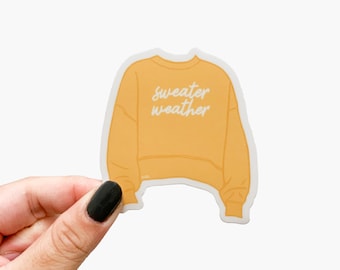 Sweater Weather Sweater Sticker - 3" Vinyl Sticker, Fall Stickers, Cozy Sweatshirt, Cozy Stickers, Winter Stickers, Journal Stickers