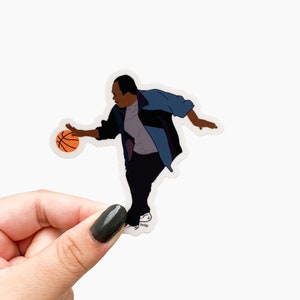 Stanley The Office jugando baloncesto pegatina- pegatina de vinilo de 3", pegatinas divertidas, Stanley The Office, las pegatinas de la oficina, los regalos de la oficina