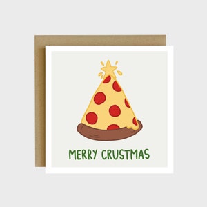 Merry Crustmas Greeting Card - Funny Christmas Card, Christmas Card For Kids, Pizza Greeting Card, Punny Christmas Card, Funny Holiday Gifts