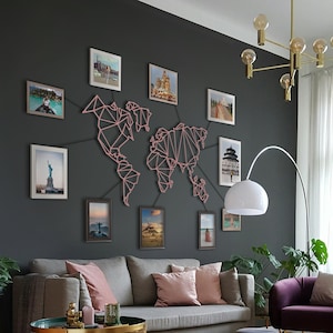 Metal mundo mapa rosa color pared arte decoración de la oficina de la casa novio novia regalo personalizado craft 100 x 60 cm Pastel