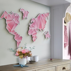 Metal World Map with Painted Wood MDF - Metal Wall Art Decor Livingroom Office Housewarming Boyfriend and Girlfriend Gift XXL Custom Craft
