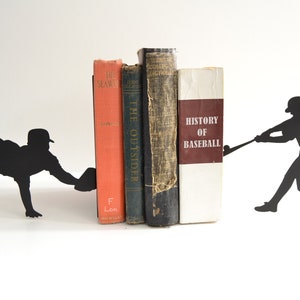 Joueurs de baseball Serre-livres en métal V2, Métal Art mural Décoration intérieure Utilisation à la bibliothèque Bibliothèque et étagère Chambre des enfants Mari Aniversary Sports Cadeaux