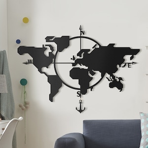 Metal World Map Wall Art Decor Livingroom Office Housewarming Boyfriend and Girlfriend Craft Gifts XXL Custom Craft 100 x 75 cm Freeshipping