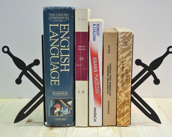 Sword Metal Bookend , Metal Wall Art Home Decor Use at Library Bookcase Bookshelf Boyfriend Girlfriend Aniversary Gifts Custom Personalised