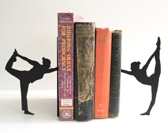 Pands Ballerina Bookends Iron Crafted with Stylish Quality Decorative Ballerina Girl Dancer bookends Creative Book Stand Home and Office File Organizer Books Display Dancer Lovers Book Racks