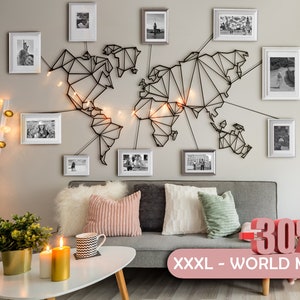 Metal World Map Wall Art Decoración Sala de estar Casa de inauguración Novio y Novia Regalo XXXL Artesanía Personalizada 120 x 75 cm Freeshipping Craft
