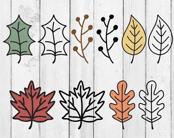 Fall Leaf SVG Bundle – Autumn Leaves, Outline & Solid (Digital Download)