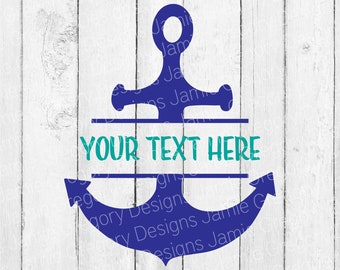 Anchor Split Monogram SVG – Nautical Cut File (Digital Download)