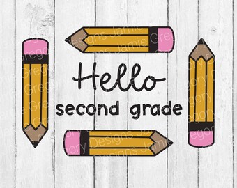 Hello Second Grade SVG – Back to School Teacher Design (Digital Download)