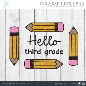 Hallo derde klas SVG-derde klas SVG-terug naar school SVG-school SVG-leraar SVG-leraar shirt SVG-eerste dag van de derde klas