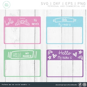 Hello My Name Is svg - Namensschild svg - Hello Namensschild svg - Hello I'm new here svg - Baby svg - Geburtsanzeige svg - Back to School svg