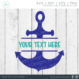 Ancla svg - Archivo de corte de ancla - Monograma dividido de ancla svg - Náutica svg - Ancla de barco svg - Canotaje svg - Mar svg - Océano svg