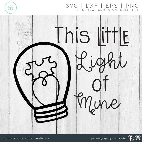 Autism Awareness SVG – "This Little Light of Mine" Puzzle Piece (Digital Download)