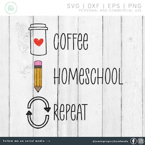 Coffee Homeschool Repeat svg - Homeschool svg - Home School svg - Homeschool Life svg - Homeschool Mom svg - Homeschool Mom Shirt